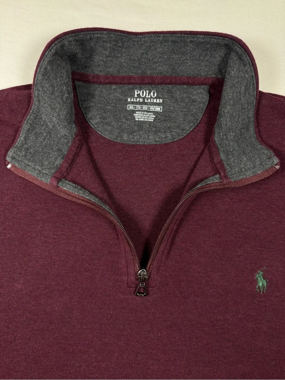 Polo Ralph Lauren Burgundy Quarter Zip Pullover XXL